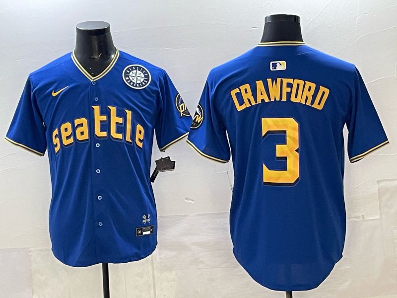 Men Seattle Mariners #3 Crawford blue Game Nike MLB 2025 Jersey 002